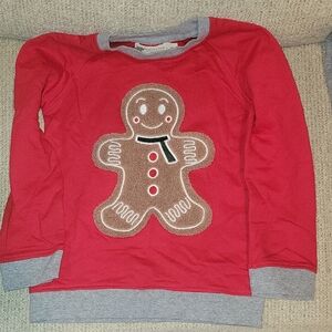 Festive Gingerbread Kids Sweatshirt - Red and Gray